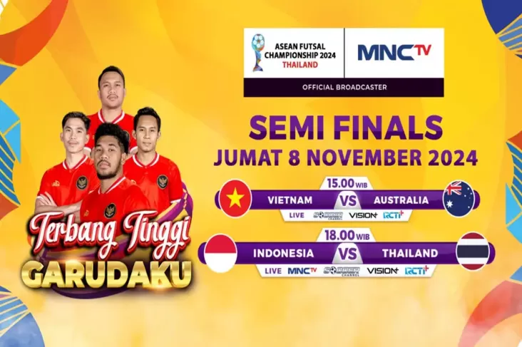 Indonesia vs Thailand di Semifinal ASEAN Futsal Championship 2024, Tayangan Seru dari MNCTV