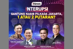 Pilkada Jakarta, Nasib Gantung di Ujung Tanduk, INTERUPSI Hadirkan Bremana Tenaya, Nadya Valerie, Chico Hakim, Andi Mallarangeng, Pukul 20.00 WIB, Live di iNews