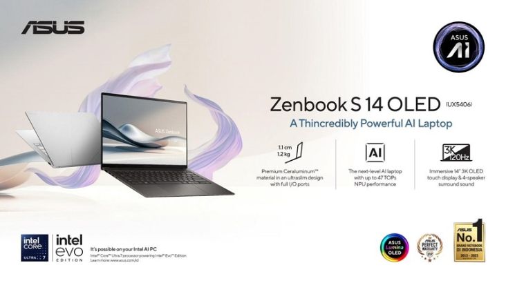 "Ini Dia Laptop Tipis Terbaru dari ASUS, Zenbook S 14 OLED (UX5406) dengan Performa Intel Core Ultra (Series 2)"