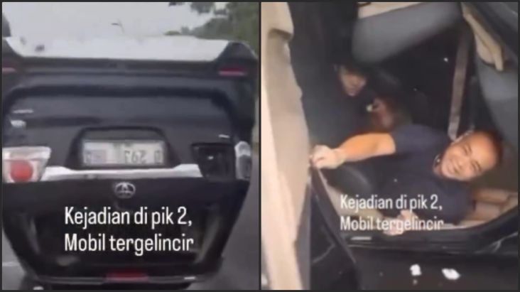 Fortuner Terbalik Karena Aquaplaning di tempat PIK 2, Warganet Soroti Penumpang yang mana Terlalu Santai