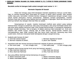 20 Soal Pilihan Ganda Bahasa Indonesia Kelas 3 SD Semester 1